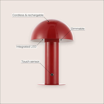 Boletus 10.75" Contemporary Bohemian Rechargeable/Cordless Iron Integrated LED Mushroom Table Lamp